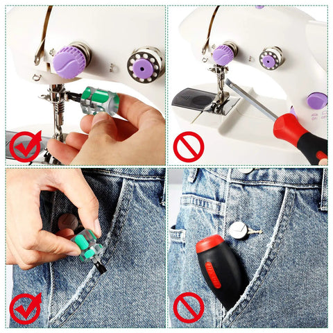 Two Piece Mini Screwdriver Set For Sewing Machines And DIY Fixes, Grab And Go Pocket Tools with Chrome Vanadium Steel Tips