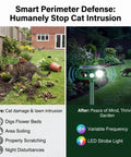Two Pack Solar Ultrasonic Animal Repellent For Gardens With Motion Sensor Strobe Light for cat intrusion in flower beds