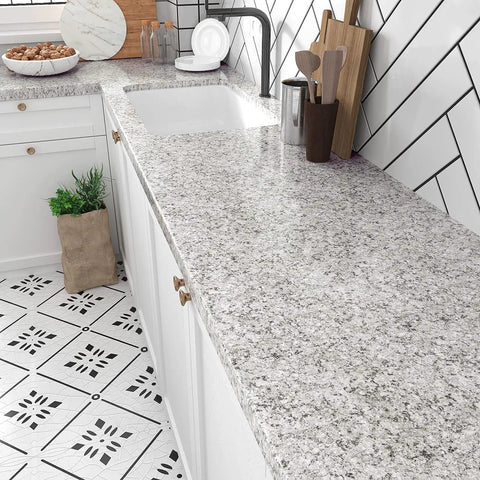 Peel And Stick Granite Countertop Contact Paper 15.7 Inch Wide By 354 Inch Long Self Adhesive Vinyl Waterproof Easy To Install Gray Marble Look
