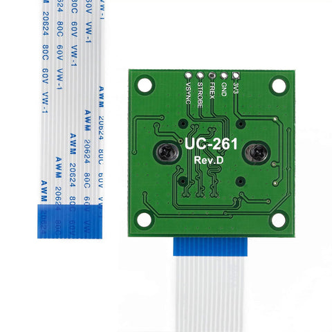 Rear view of Raspberry Pi Camera Module With Interchangeable CS Mount Lens For Pi 5 4 3 3B Plus 5MP OV5647, showing circuit board.