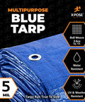 Beefy Heavy Duty Blue Poly Tarp 20 Ft By 40 Ft Lightweight Waterproof And Weatherproof Cover, 5 Mil Thick Polyethylene Shield.