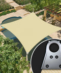 Heavy Duty 20 by 24 Beige Sun Shade Sail With Super Ring Hardware UPF50 Plus UV Block for patio installation over pool