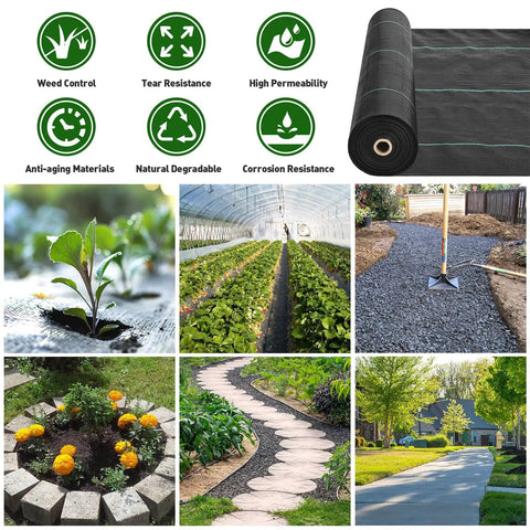 Heavy Duty Weed Barrier Fabric 3 Ft By 50 Ft Woven Landscape Ground Cover Mat for Gardening Weed Block and Soil Moisture Control