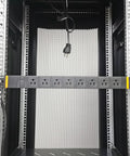 48U Server Rack Cabinet With Vented Top Cover And Two Adjustable Shelves For Networking Gear showing power strip installed.