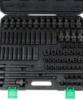 80 Piece 3/8 Inch Drive Impact Socket Set With Carrying Case SAE And Metric Sizes Heavy Duty Pro Grade Cr Mo Chrome Molybdenum