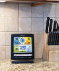 Must Have Add On Display For 5 In 1 Weather Sensors showing temperature, humidity, rain data on kitchen countertop.