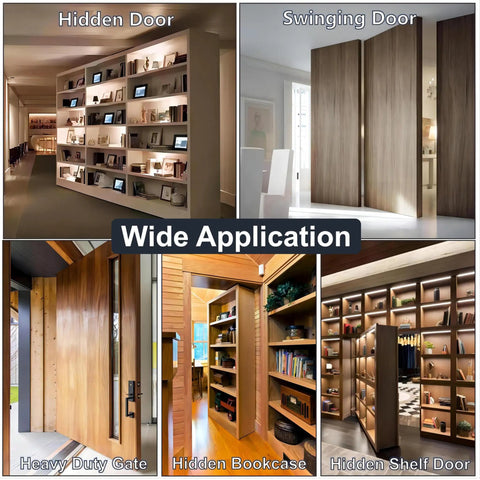 Heavy Duty Hidden Door Pivot Hinge For Cabinets And Secret Doors With 570 Lb Load Bearing Thickened Solid Alloy Steel Construction Built To Last Fits 1.57 To 10 Inch Door Thickness 5.12 Inch Long And 1.5 Inch Wide Keeps Doors From Sagging, hidden bookcase door