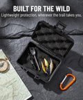 Portable Plastic Toolbox With Carry Handle And Locking Lid For Small Hand Tools Storage Organizer Durable Hard Case Weather Resistant Gear Hauler Built For No Sweat Hauling Anywhere, open with tools inside.