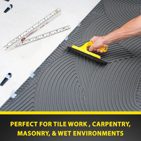FR-72 Carpenter's Folding Rule Built Tough Workhorse Lightweight Composite Ruler with Easy Read Inch Fractions on tile work