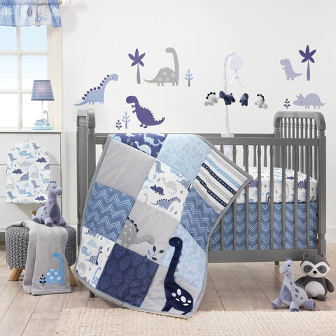 Kids Dino Night Light Lamp With Shade For Nursery Or Kid Room, kid-friendly design with gray and blue dinosaur theme, cozy soft glow