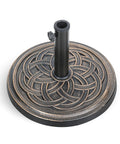 Heavy Duty Round Umbrella Base With 24.2 Pound Weight And 17.72 Inch Diameter Resin Outdoor Stand For Patio, Lawn And Garden Bronze Finish