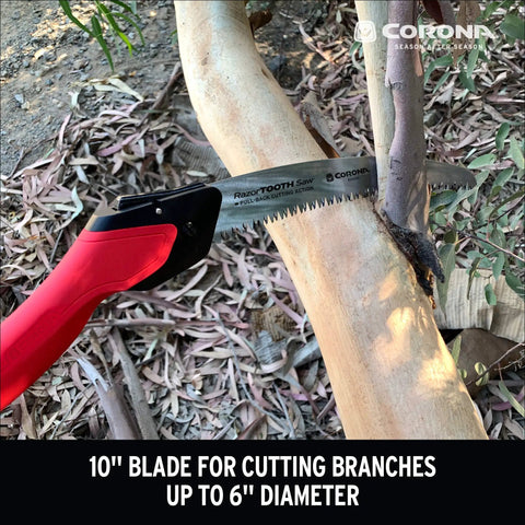 Razor Tooth 10 Inch Folding Pruning Saw With Curved Steel Blade And Ergonomic Non Slip Handle Lock Back cutting tree branch