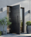 Beefy 18 Inch Solid Stainless Steel Push Pull Door Handle Set Matte Black Finish on modern black exterior door