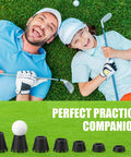 Children using Eight Piece Golf Tees Set For Indoor Simulator And Practice Mat Plastic Tees With Consistent Height