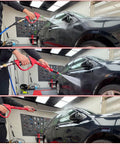 Using Deluxe Pressure Washer Gun Kit with 40 Inch Wand Replacement Extension on a car, shows durable and efficient cleaning.