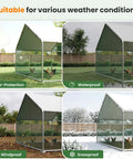 Metal Large Walk In Chicken Coop With Split Door And Roosting Perch, 10x20 Outdoor Poultry Run, showcasing weatherproof features