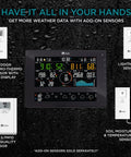 All In One WiFi Weather Station With Solar Power, 8 Inch Color Display, 10 Day And 24 Hour Forecast, with optional sensors