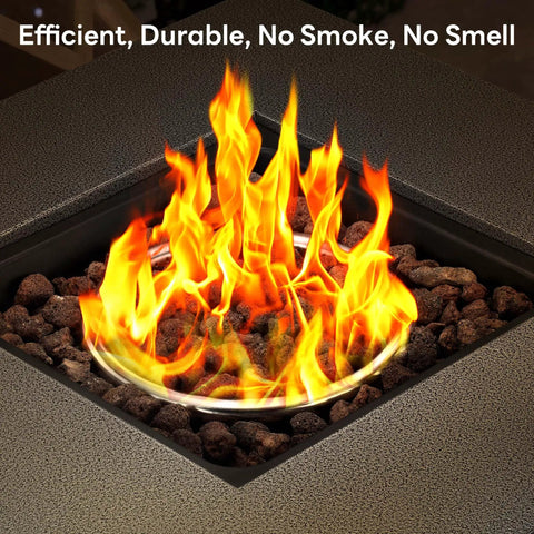 28 Inch Propane Fire Pit Table, 3 In 1 Outdoor Gas Fire Pit With Lid And Lava Rock, 50,000 BTU Steel Fire Pit For Patio Deck Garden