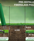 Heavy Duty Portable Animal Fence With Posts For Garden And Backyard 3x50 Ft Mesh Barrier installed with fiberglass poles