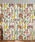 Farmhouse Style Light Filtering Curtains For Living Room And Kitchen, Rustic Strawberry Green Window Panels, 42x63 Inches