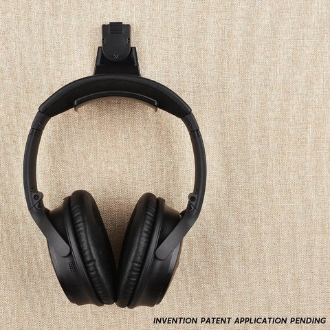 Fabric Wall Headphone Stand For Office Cubicle Space Saving Headset Holder Go To Desk Organizer For Women Men Black 1 Pack