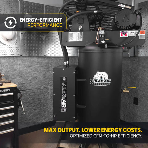 Workhorse Industrial 3 Cylinder Silent Air Compressor With 5HP 60 Gallon Vertical Tank 2-Stage 19 CFM 230V Single Phase