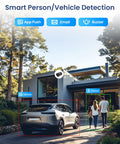 5MP 3K Lite CCTV Security System With AI Human And Vehicle Detection, car and family identified in driveway.