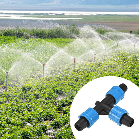 10 Pack Drip Irrigation Barbed Locking Fittings For 5/8 Inch (16mm) Tubing, 3 Way Tee Coupling in garden setup