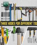 Garage Wall Organizer Kit 15 Pack Heavy Duty Tool Mounts With 675 Pound Capacity 48 Inch Tool Rack organizing various tools