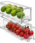 Clear Acrylic Stackable Storage Drawers Two Pack For Fridge Freezer Pantry And Bathroom See Through Plastic Organizer Bins