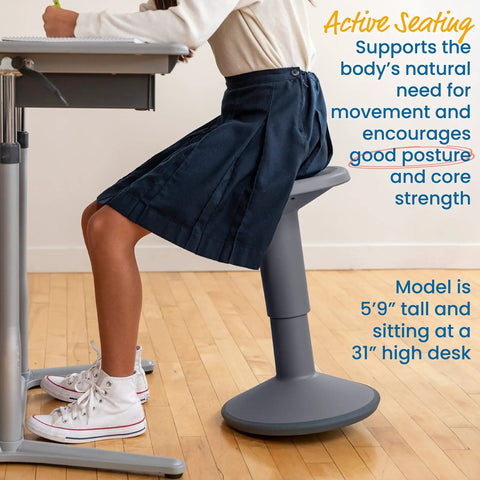 SitWell Wobble Stool With Adjustable Height For Active Seating In Classrooms And Libraries supporting posture and core strength.
