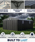 10x20 Foot Metal Garage Shed With Double Hinged Doors And Four Windows, Heavy Duty Carport For Cars Boats Trucks And Equipment