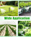 360 Degree Adjustable Misting Heads With Stakes 15 Pack For Garden Irrigation System installed in various garden settings