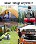 Compact 30W Foldable Solar Panel Charger With DC USB C USB A Outputs Waterproof And High Efficiency Portable Power Kit used during camping, hiking, daily use, and RV traveling.