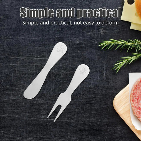 Travel Friendly 5 Piece Cheese Knife Set With Butter Spreader Stainless Steel Utensils on dark surface