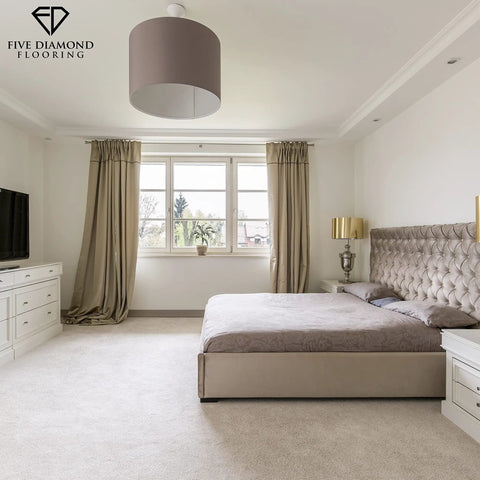 Bedroom with Peel And Stick Carpet Tiles With Built In Memory Foam Cushion For Ultra Comfort Easy DIY Install Soft Residential Carpet.