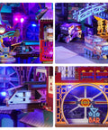 Cyber City Book Nook Kit For Adults Wooden 3D Puzzle Bookend And Shelf Insert Decor featuring neon-lit cityscape details