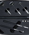 Led Magnetic Pick Up Tool And Inspection Mirror Set with extendable shafts in black and silver finish in case