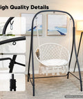 Beefy Heavy-Duty Steel Hammock Chair Stand With 400 Lbs Capacity, Adjustable Height, Dual-Use Indoor Outdoor, Black