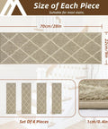 Non Slip Peel And Stick Stair Treads For Wooden Steps 9x28 indoor runners, grey polyester, detailed texture and dimension illustration