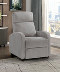 Cozy Corduroy Pushback Recliner Chair With Solid Wood Frame And Metal Base, Easy Assembly, Small Soft Single Sofa Accent in Light Grey.