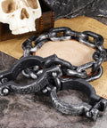 Halloween Plastic Wrist Shackles Handcuffs With Chain Links For Cosplay And Party Decor, Realistic Black 35 Inch Prop Accessory