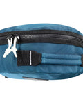Denim Blue Dive Bag For Scuba Gear With Top Handle, Durable Waterproof Fabric, Easy Access YKK Zippers, side view of handle