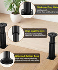 Heavy Duty Metal Furniture Legs 4 Pack Adjustable Height From Four Point Seven Two To Seven Point Eight Seven Inches, showing thickened top plate and rubber base.