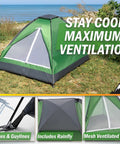 Two Person Camping Tent Shelter With Rain Fly And Carrying Bag Lightweight Dome For Backpacking Hiking And Beach Green, outdoor setup