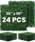 Boxwood Hedge Panel Pack 24 Count 20 By 20 Inches Artificial Grass Wall Backdrop Greenery Wall For Privacy Fence Outdoor