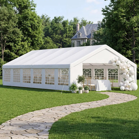 20x40 Foot Party Tent Canopy With Waterproof Top Removable Sidewalls Roll Up Door and Heavy Duty Steel Frame for outdoor events