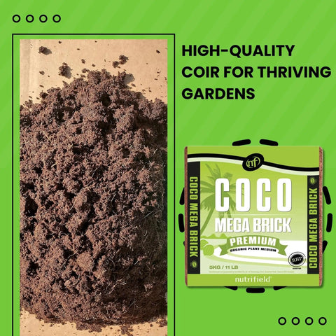 Coco Coir Mega Brick Premium Organic Coconut Coir Block 11 Lb 5 Kg Pre Washed Buffered RHP Certified packaging and loose coir