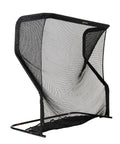 Home Series Golf Training Net 7x7 with Auto Ball Return, durable aluminum frame, indoor outdoor use, curved angle view.