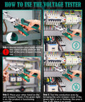 How to use the voltage tester on 8 In 1 Wire Stripper Tool With Voltage Tester For 10-18 AWG demonstration steps